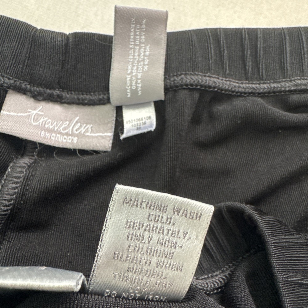 Lot of 2 Chicos Travelers Black Acetate Slinky Knit Pants Straight Leg Size 1 M - Picture 6 of 6